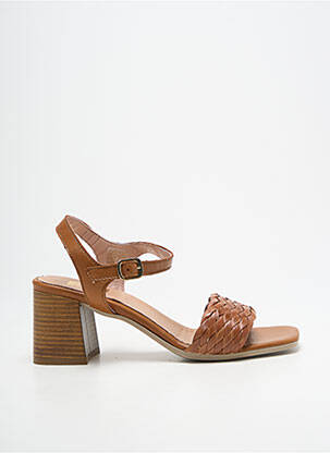 Sandales/nu pieds tissage satiné talon de 4 à 6cm marron ELUE PAR NOUS femme