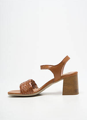 Sandales/nu pieds tissage satiné talon de 4 à 6cm marron ELUE PAR NOUS femme