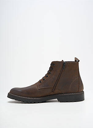 Bottines/boots fermeture zip et lacets talon bas marron IMAC homme