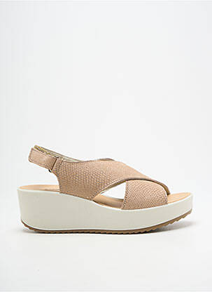 Sandales/nu pieds tissage satiné talon de 4 à 6cm beige IMAC femme