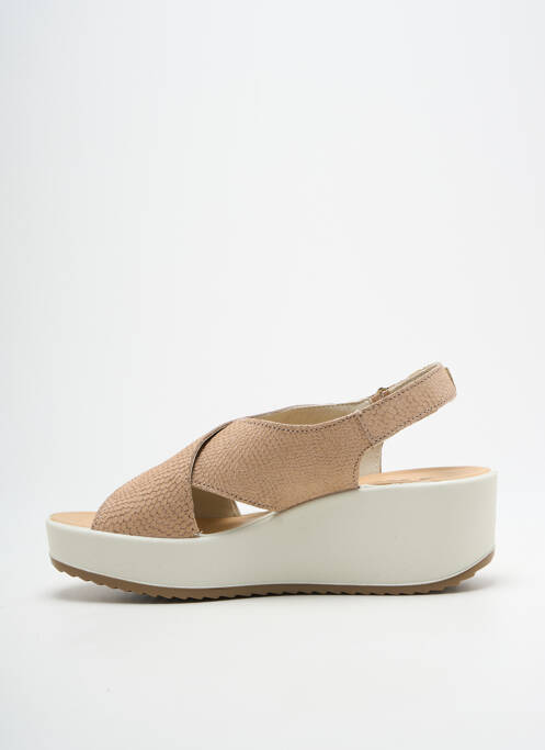 Sandales/nu pieds tissage satiné talon de 4 à 6cm beige IMAC femme