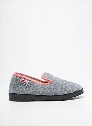 Chaussons/pantoufles bout rond talon plat jusqu'à 3cm gris JEVA femme
