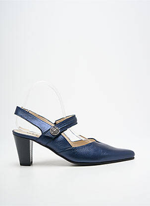 Escarpins tissage satiné talon de 7 à 9cm bleu OTTILIA femme