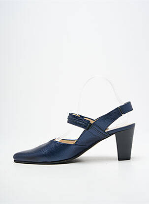 Escarpins tissage satiné talon de 7 à 9cm bleu OTTILIA femme