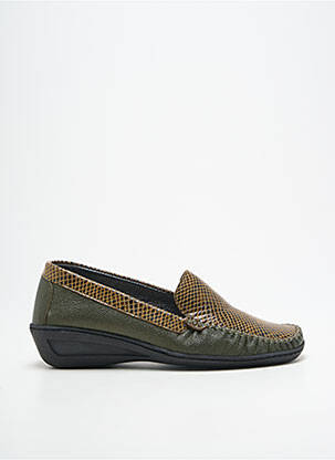 Mocassins tissage satiné talon de 4 à 6cm vert OTTILIA femme