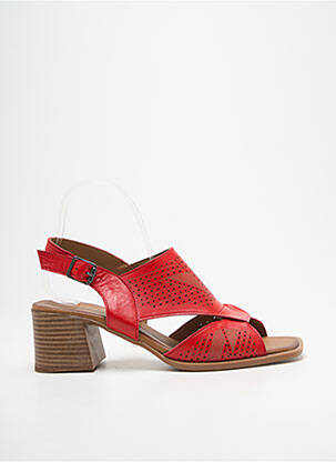Sandales/nu pieds matière lisse talon de 4 à 6cm rouge OTTILIA femme