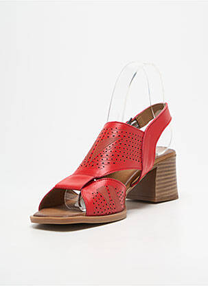 Sandales/nu pieds matière lisse talon de 4 à 6cm rouge OTTILIA femme