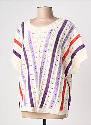 Pull stretch manches courtes beige ELLE EST OU LA MER femme