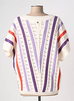 Pull stretch manches courtes beige ELLE EST OU LA MER femme