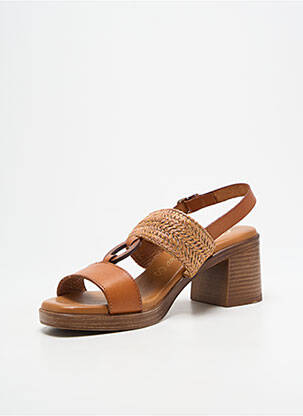 Sandales/nu pieds tissage satiné talon de 4 à 6cm marron CARLA TORTOSA femme