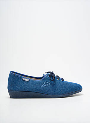 Chaussons/pantoufles fermeture lacets talon plat jusqu'à 3cm bleu SEMELFLEX femme