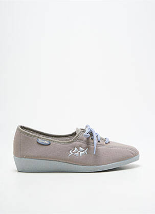 Chaussons/pantoufles fermeture lacets talon plat jusqu'à 3cm gris SEMELFLEX femme