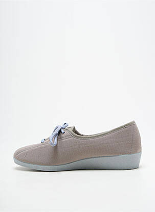 Chaussons/pantoufles fermeture lacets talon plat jusqu'à 3cm gris SEMELFLEX femme