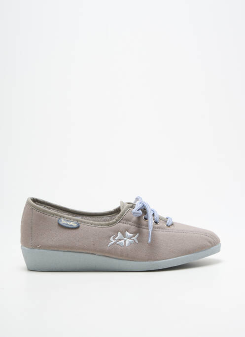 Chaussons/pantoufles fermeture lacets talon plat jusqu'à 3cm gris SEMELFLEX femme