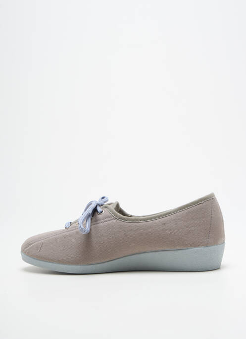 Chaussons/pantoufles fermeture lacets talon plat jusqu'à 3cm gris SEMELFLEX femme