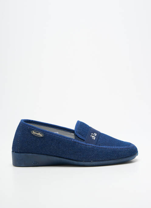 Chaussons/pantoufles bout rond talon plat jusqu'à 3cm bleu SEMELFLEX femme