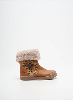 Bottines/boots tissage satiné bout rond marron BOPY fille