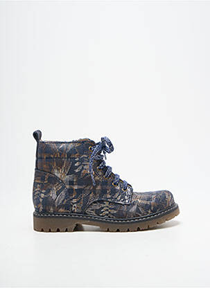 Bottines/boots tissage satiné talon bas bleu BOPY fille