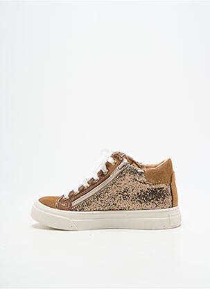 Baskets tissage satiné bout rond marron BOPY fille