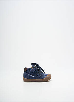 Bottillons tissage satiné bout rond bleu BOPY fille