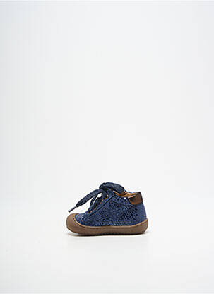 Bottillons tissage satiné bout rond bleu BOPY fille