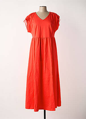 Robe longue manches courtes manches courtes orange SHEEGO femme