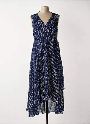 Robe longue tissage crêpe sans manche bleu SHEEGO femme