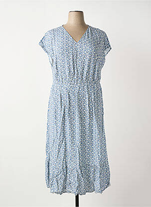 Robe mi-longue imprimé fleurs manches courtes bleu SHEEGO femme