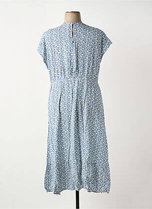 Robe mi-longue imprimé fleurs manches courtes bleu SHEEGO femme
