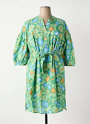 Robe mi-longue manches 3/4 manches 3/4 vert TRIANGLE femme
