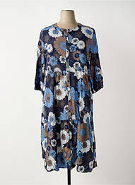 Robe mi-longue imprimé fleurs manches 3/4 bleu VIA APPIA DUE femme