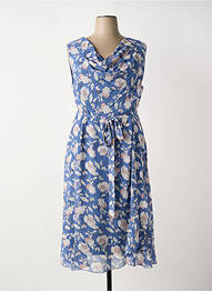 Robe mi-longue imprimé fleurs manches courtes bleu SHEEGO femme
