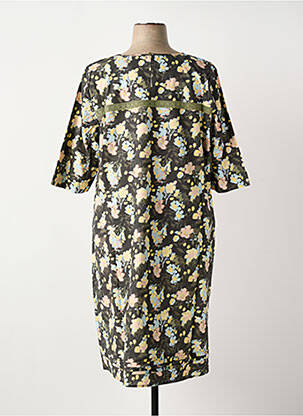 Robe mi-longue imprimé fleurs manches courtes noir SHEEGO femme