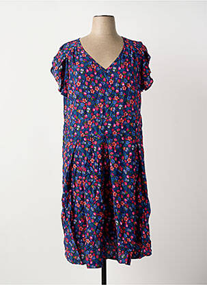 Robe mi-longue imprimé fleurs manches courtes bleu SHEEGO femme