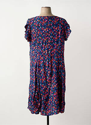 Robe mi-longue imprimé fleurs manches courtes bleu SHEEGO femme