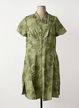 Robe mi-longue imprimé fantaisie manches courtes vert SHEEGO femme