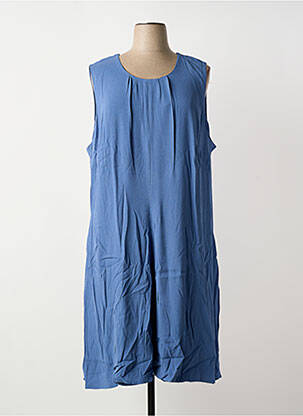 Robe mi-longue tissage crêpe manches courtes bleu SHEEGO femme