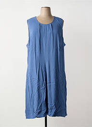 Robe mi-longue tissage crêpe manches courtes bleu SHEEGO femme