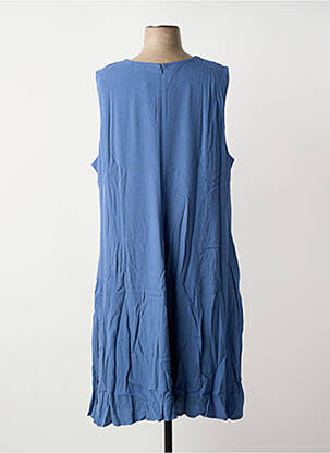Robe mi-longue tissage crêpe manches courtes bleu SHEEGO femme