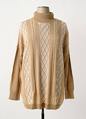 Pull coupe droite manches longues beige SHEEGO femme