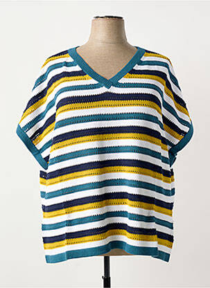 Pull coupe droite manches courtes bleu SHEEGO femme
