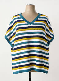 Pull col v manches courtes bleu SHEEGO femme
