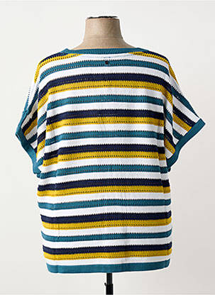 Pull coupe droite manches courtes bleu SHEEGO femme