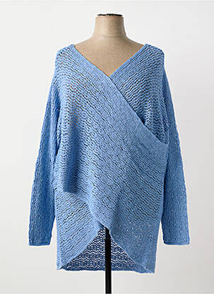 Pull col v manches longues bleu SHEEGO femme