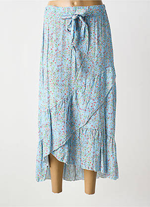 Jupe longue coupe droite bleu COULEURS DU TEMPS femme