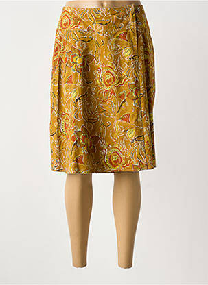 Jupe mi-longue coupe droite orange GUY DUBOUIS femme