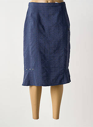 Jupe mi-longue coupe droite bleu GUY DUBOUIS femme