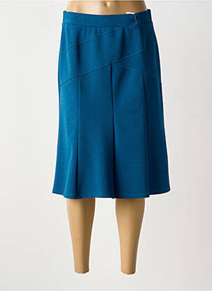 Jupe mi-longue coupe droite bleu GUY DUBOUIS femme