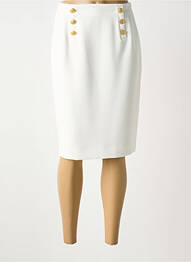 Jupe mi-longue coupe droite blanc WEINBERG femme