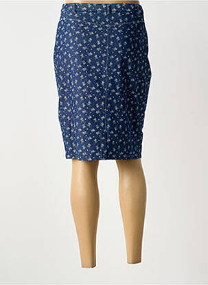 Jupe mi-longue stretch bleu GUY DUBOUIS femme